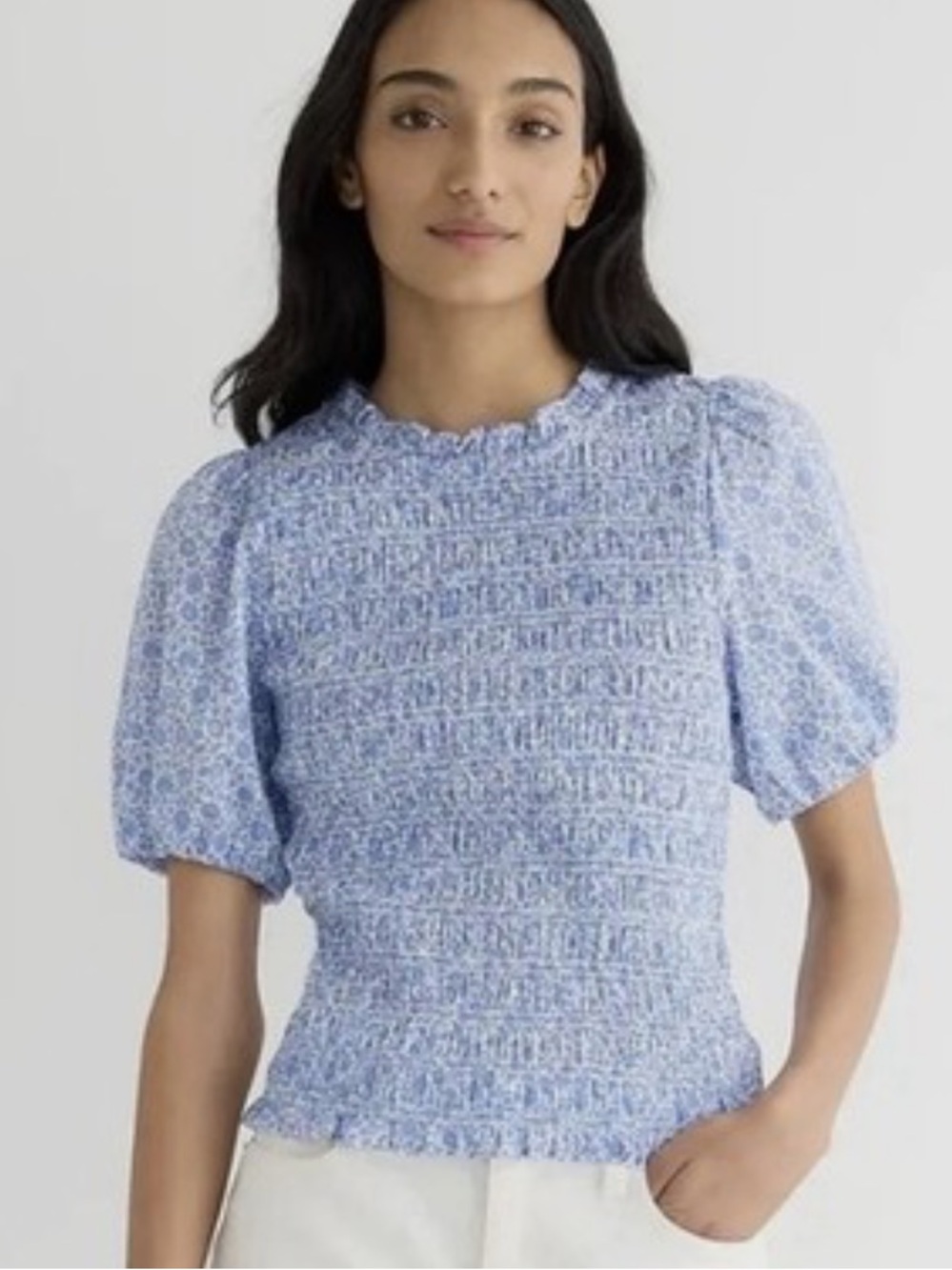 J. Crew Puff-sleeve smocked top in Liberty® D'Anjo Coast fabric Small - Picture 1 of 12